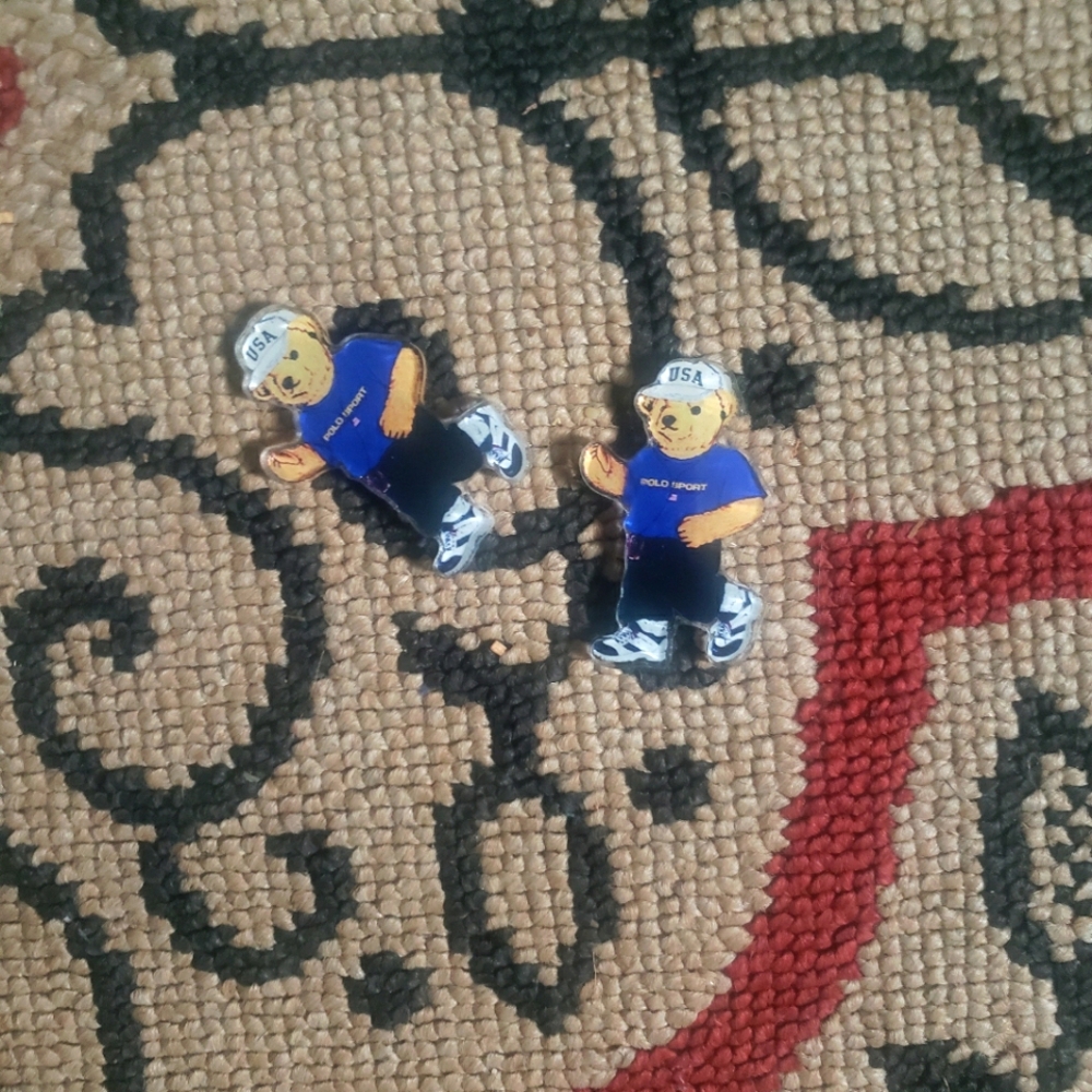 Polo Sport Blue and Tan Bear Pin